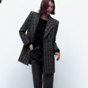 😍Zara Double Breasted Check Textured Blazer